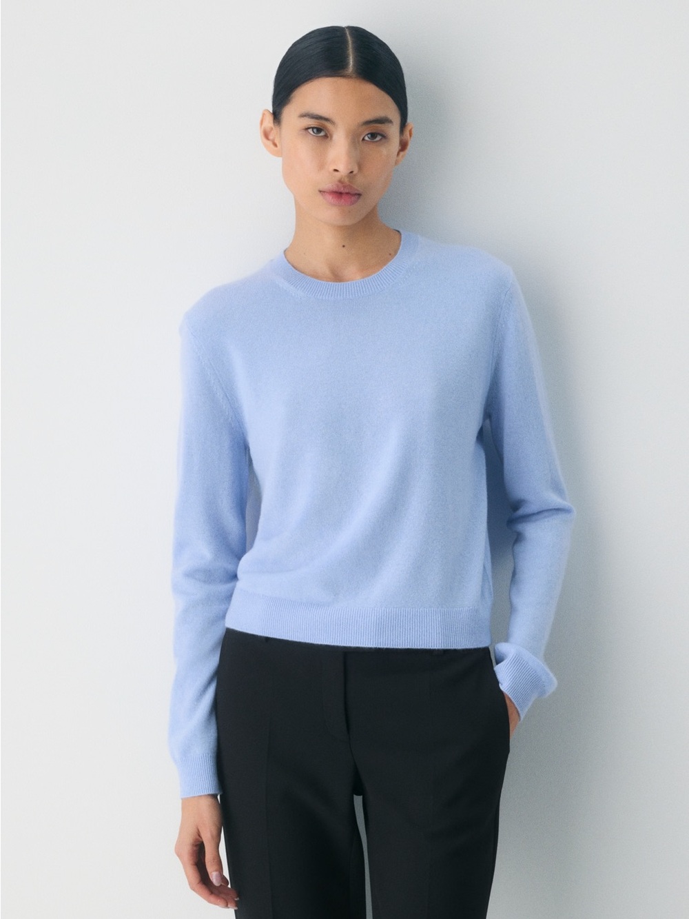 Rachel Zoe Pastel Blue Crewneck Sweater 100% cashmere
